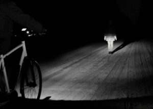 Herrmans bike light cut-off line, non dazzle, person standing in light